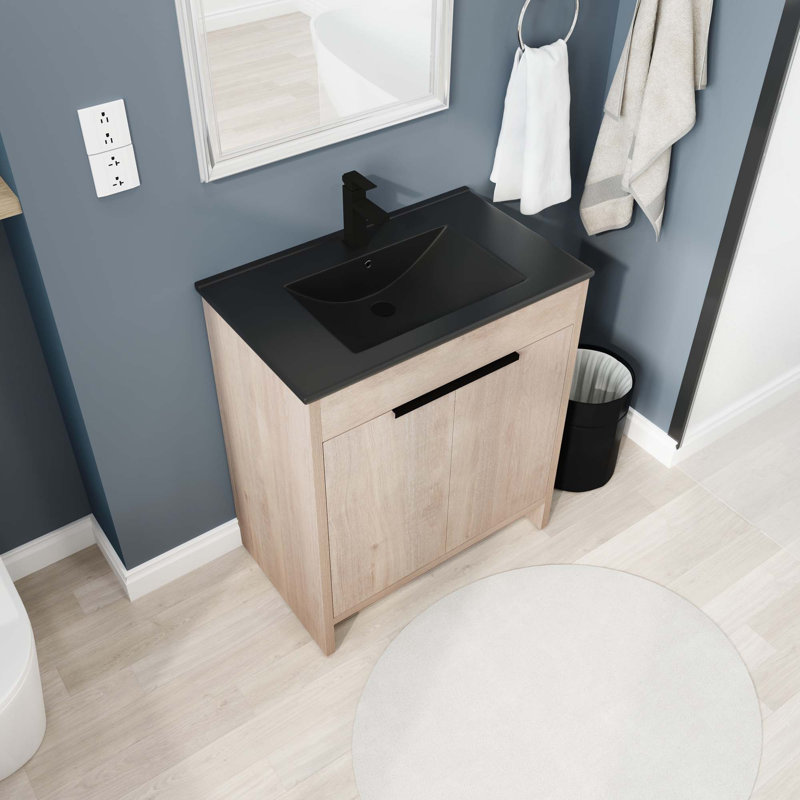 Meuble-lavabo autoportant avec lavabo en céramique