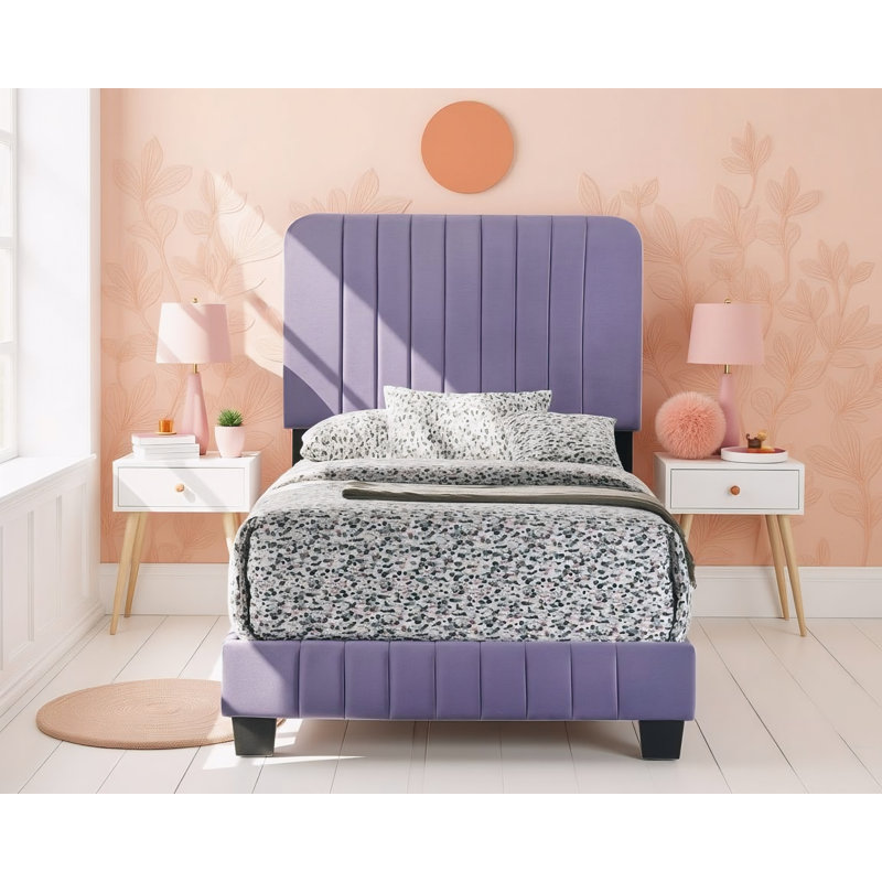 Lit simple en velours mauve Valletta, Lit simple, Mauve