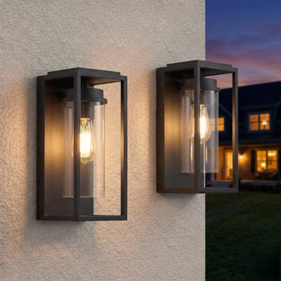 Applique murale d'extérieur 12,3 po en fer noir ETL avec crépuscule à l'aube