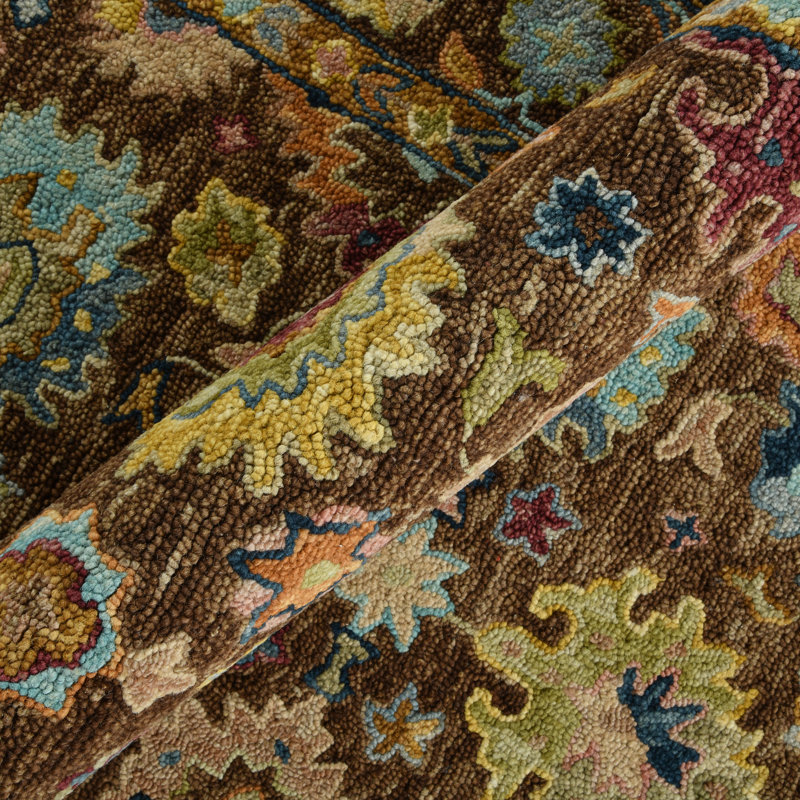 Dharmendera Traditional Brown Hand-Hooked Area Rug, Rectangle 2' x 3'