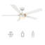 Ventilateur de plafond intelligent de 52 po Granby avec télécommande, ensemble d'éclairage inclus Fonctionne avec l'assistant Google et Amazon Alexa, raccourci Siri-70836667