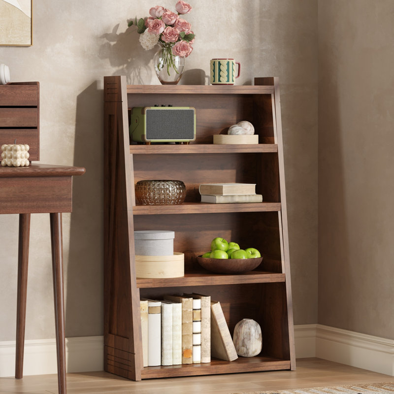 Bibliothèque extensible à 4 niveaux avec rangement, en bois MDF, style rustique moderne pour la maison