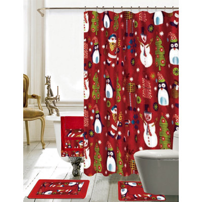Floral Shower Curtain with Hooks Included