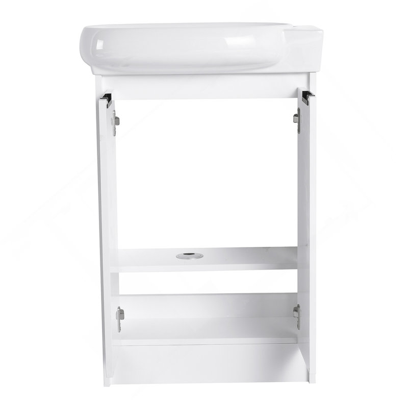 Meuble-lavabo autoportant de 23 po avec lavabo et portes à fermeture douce, Blanc
