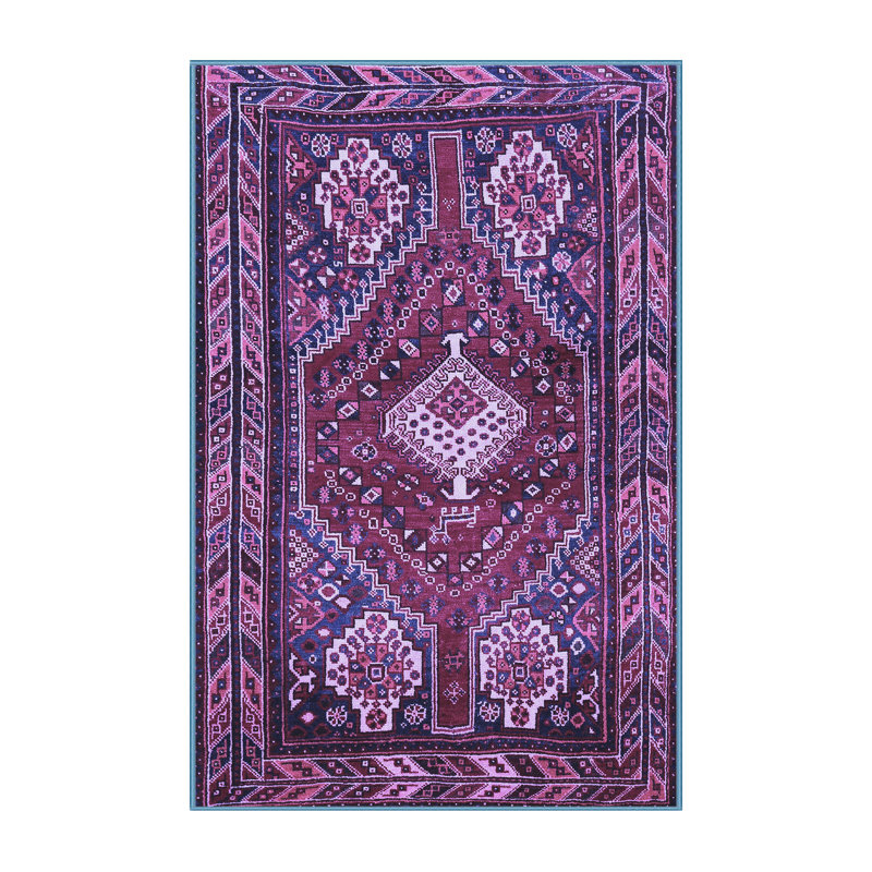 Tapis oriental tissé à la machine 7 pi x 10 pi bleu / gris / brun