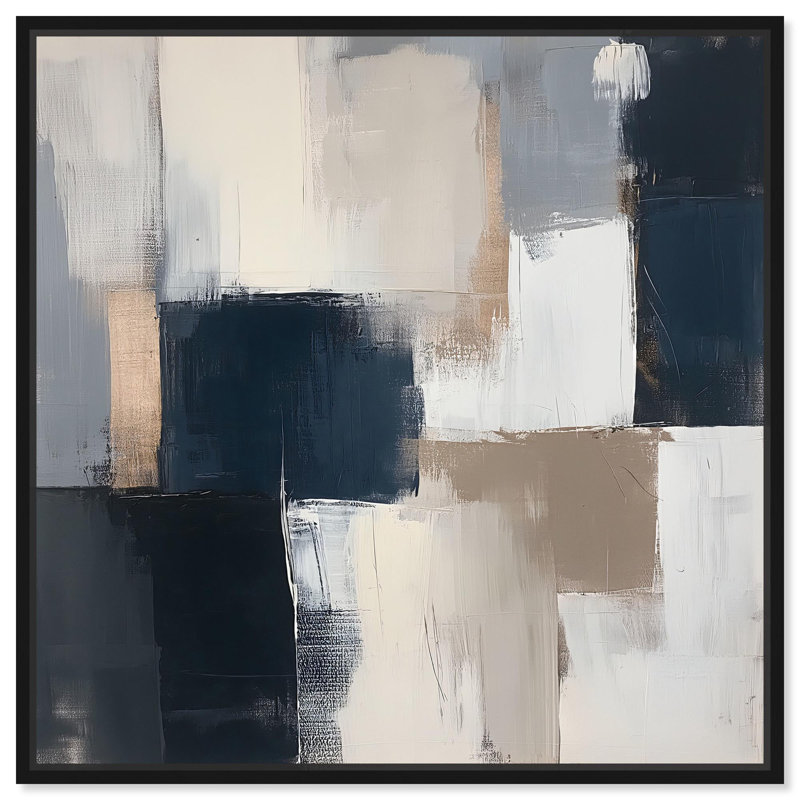 Toile «Blue Undertone III» par Art Remedy, H 13 po x l 13 po, Noir, Cadre flottant