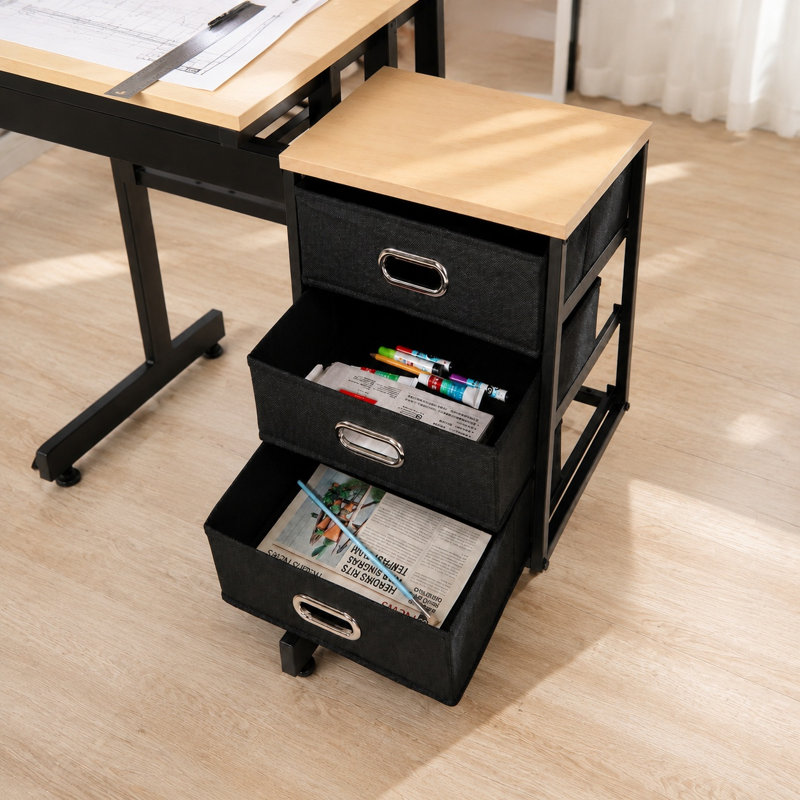 Adjustable Maple Drafting Table with 3 Drawers, Tilting MDF Desktop, Metal Frame and Stool