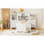 Lit plateforme simple blanc en bois avec armoire verticale tout-en-un, 4 tiroirs de chaque côté et tête de lit pour la chambre à coucher-920894404