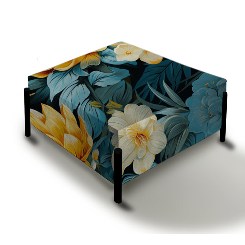 Ananas Serenity - motif tropical - grand repose-pieds carré tropical