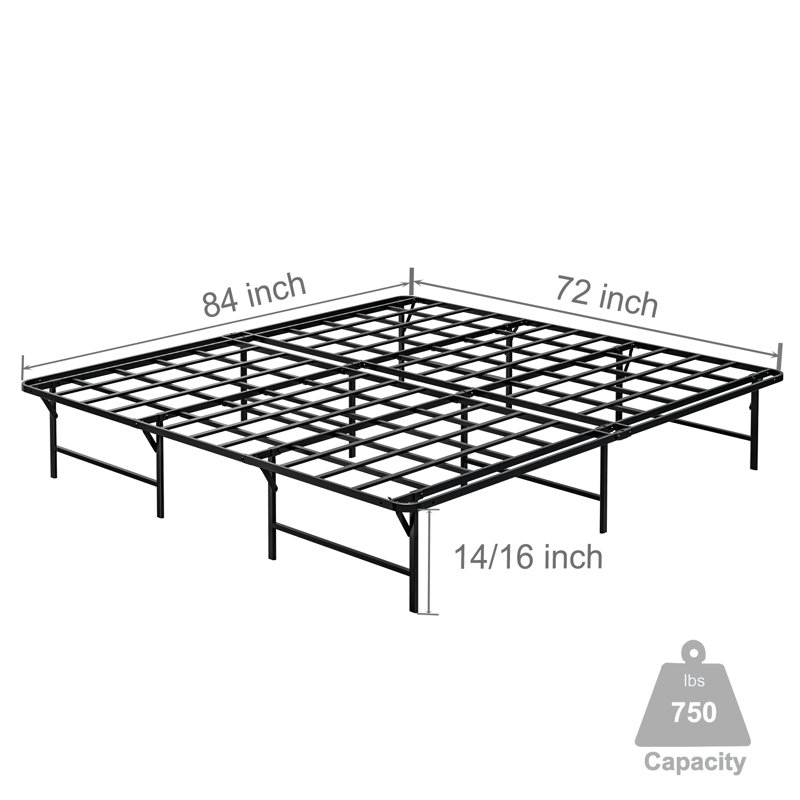 16" Platform Bed Frames, Metal Bed Frame No Box Spring Needed, Folding Bed Frame, Easy Assemble, Noise Free, Black