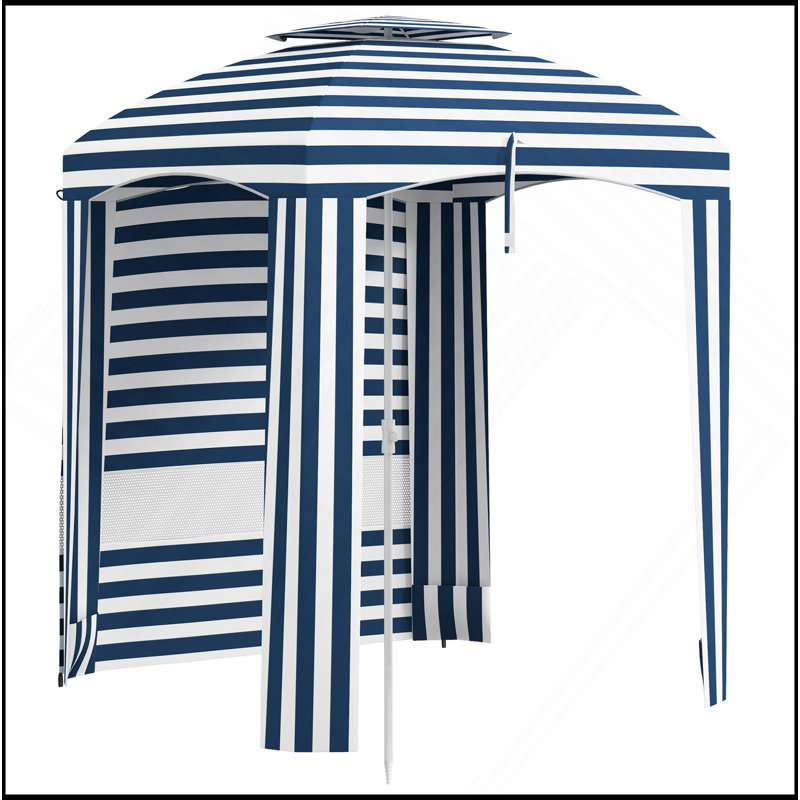 Parasol de plage polyvalent portatif 5,8 pi x 5,8 pi, Bleu multicolore