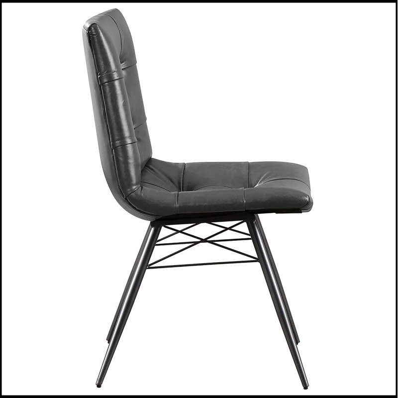 Élégantes chaises de salle à manger à dossier capitonné gris anthracite et gris acier, ensemble de 4, design moderne Mid-Century pour le confort et la durabilité