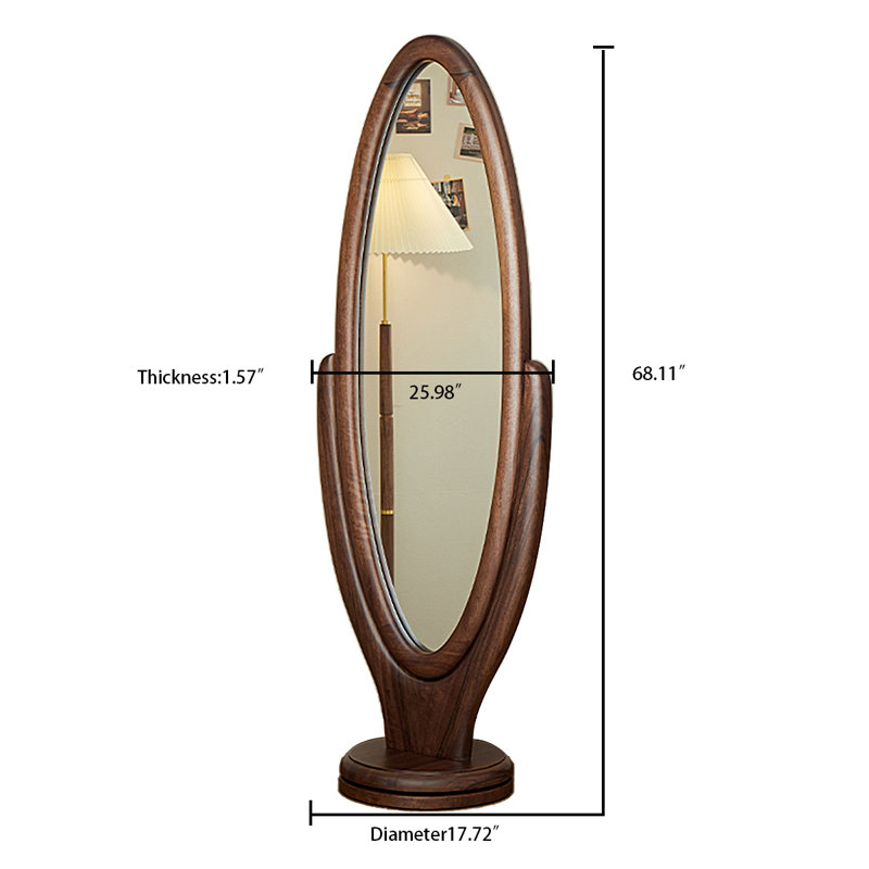 Modern Minimalist Walnut Rotating Full-Length Mirror