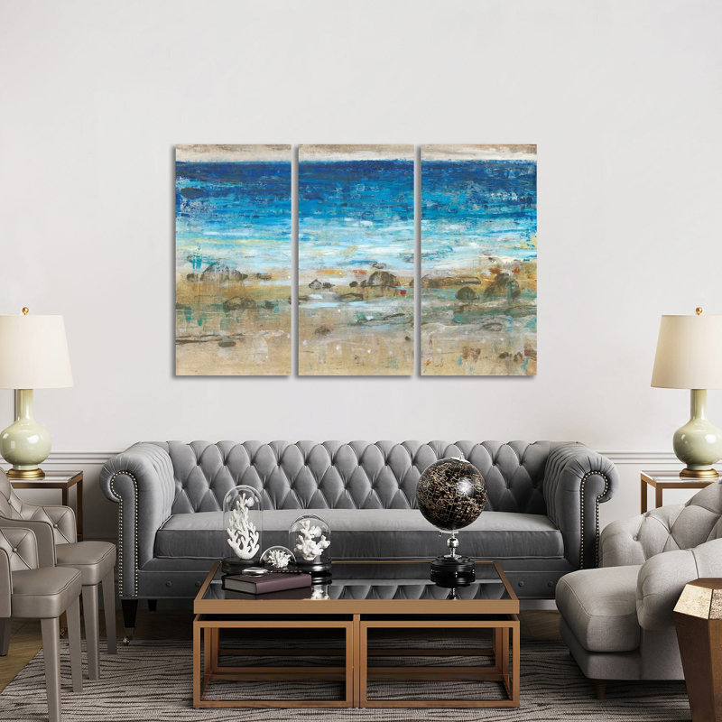 Rocky Shoreline I - ensemble d'art mural sur toile - toile tendue (ensemble de 3)