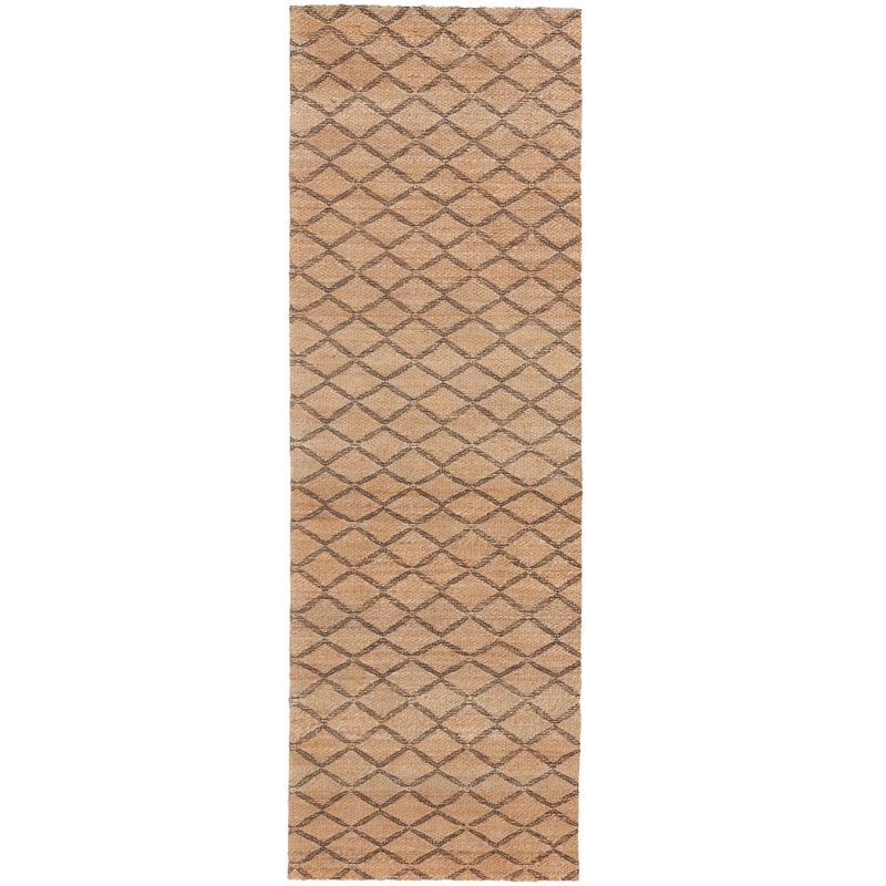 Ricochet Jute / Sisal Geometric Area Rug in Yellow/Black, Runner 2'7" x 13'1"