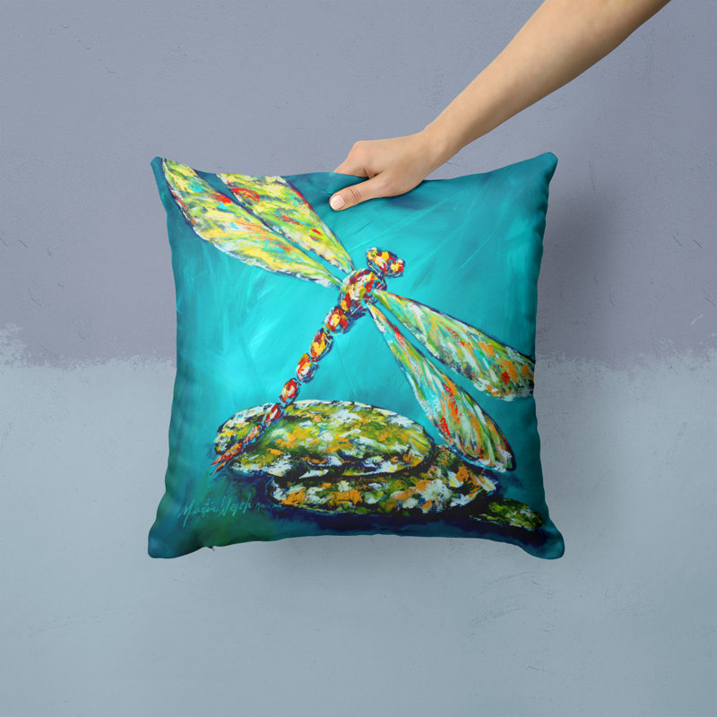 14" Square Dragonfly Print Polyester Throw Pillow Set