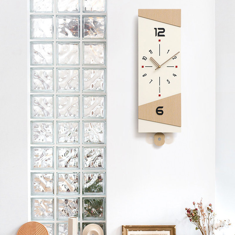 Horloges murales analogiques rectangulaires beiges, Beige