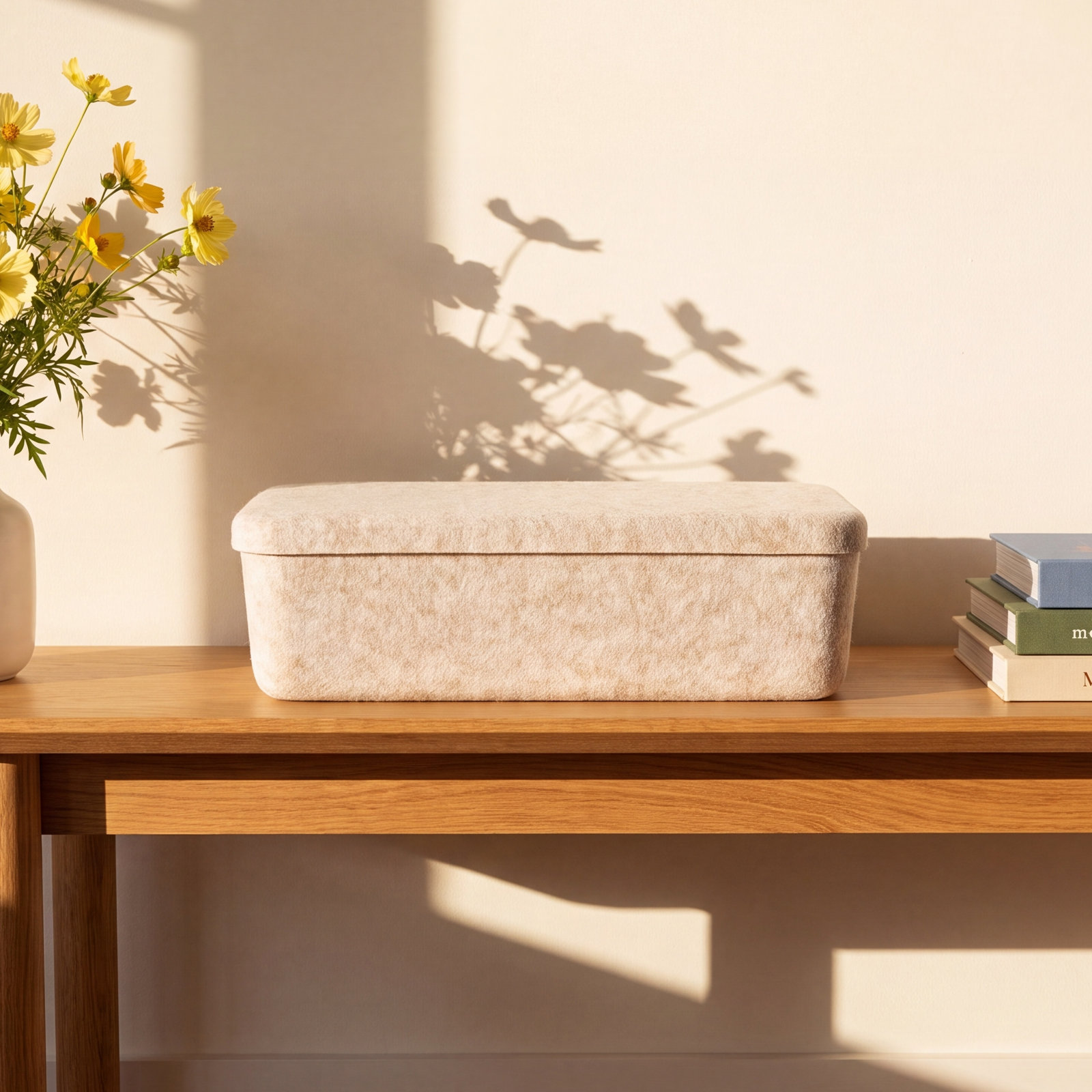 Sculpted Felt Wool Storage Bin, Beige