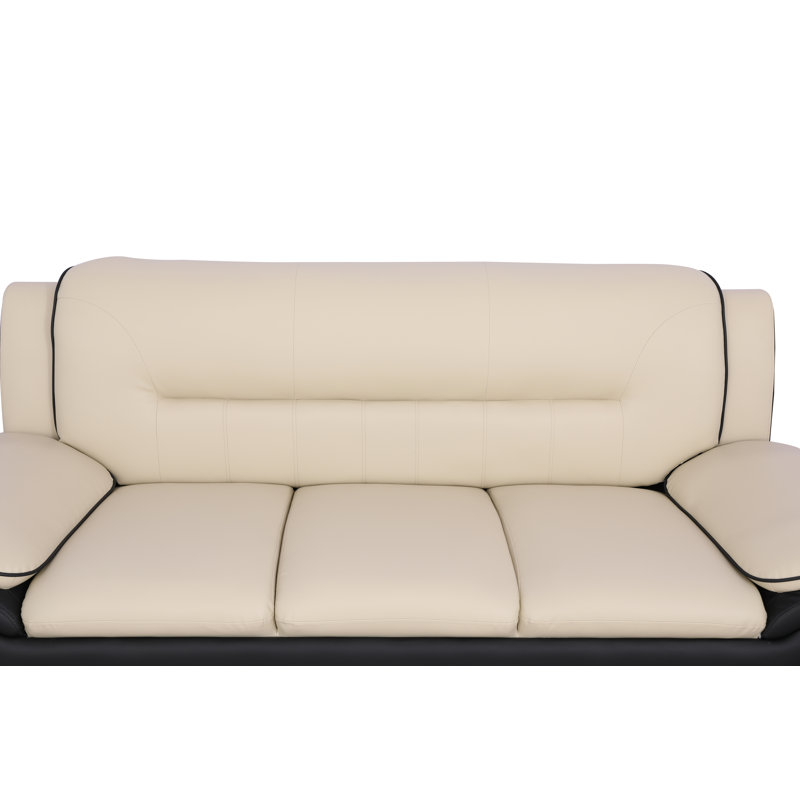 Canapé en similicuir Bernartice, Beige/Black Faux Leather