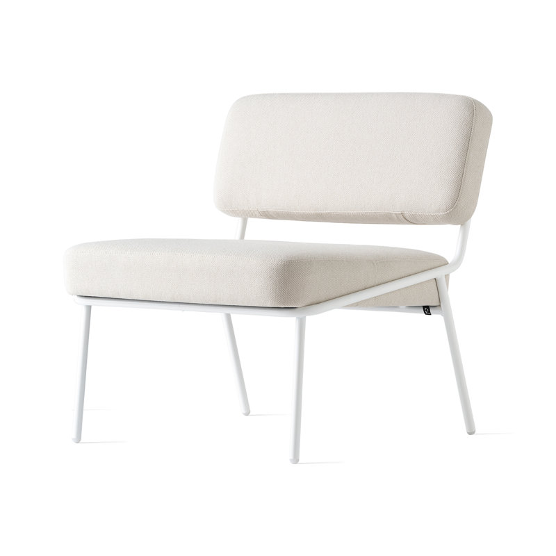 Chaise longue rembourrée Sixty, Polyester crème, Blanc