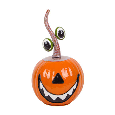 15" Halloween Floating Eyes Metal Pumpkin
