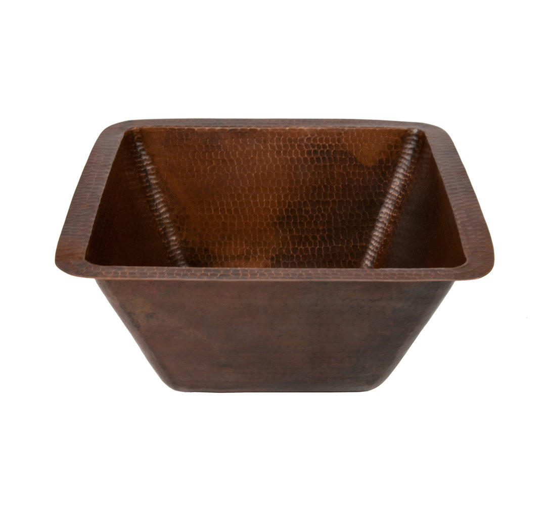 15" Square Hammered Bar/Prep Sink w/ 2" Drain Opening Premier Copper Products