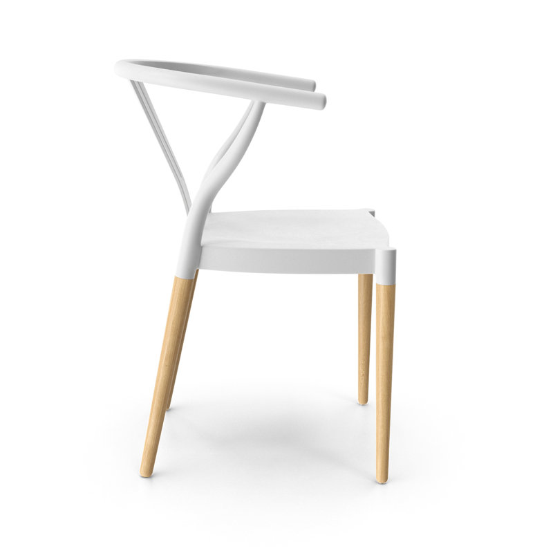 Chaise avec accoudoirs à dossier en lattes Jase, Blanc