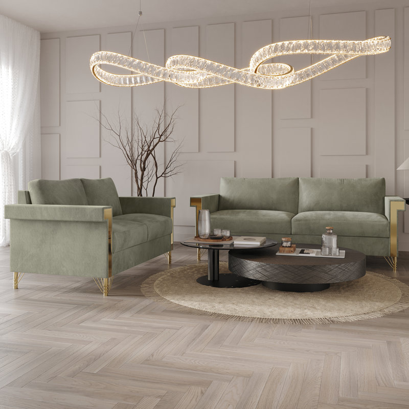 Ensemble de salon en velours 2 pièces Snaresbrook, Velours gris fauve