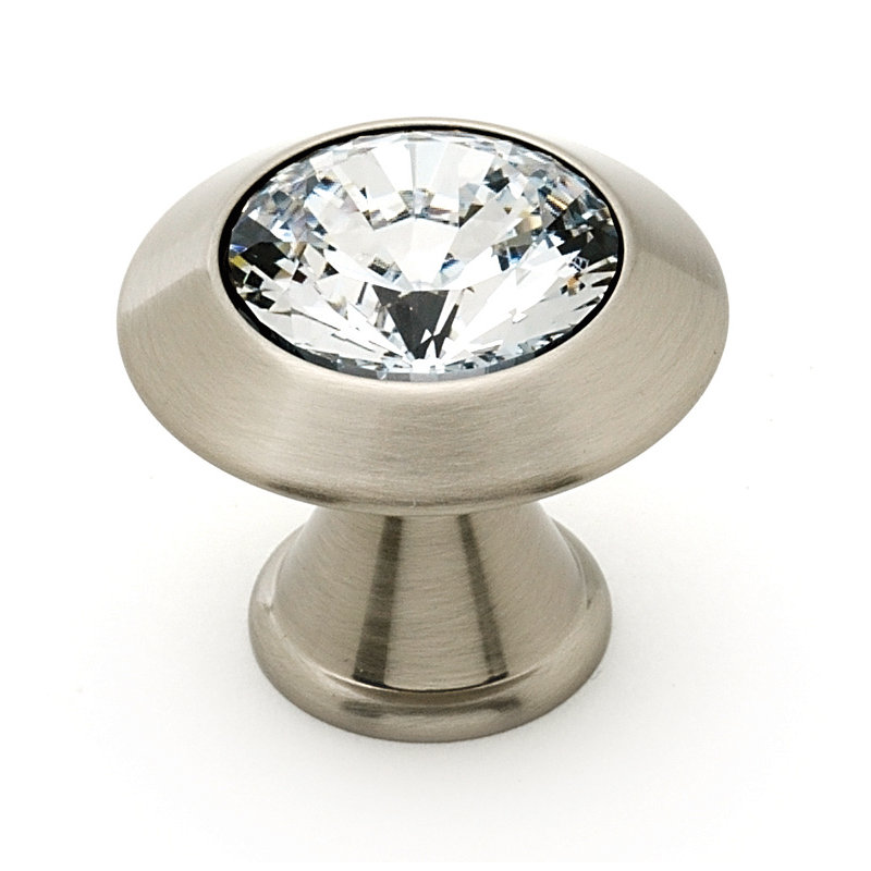 Swarovski Crystal Mushroom Knob, Satin Nickel