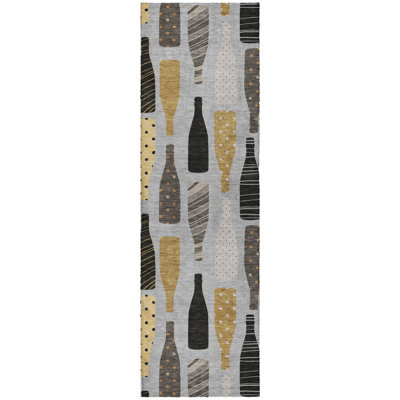 Premium Machine Washable Dream Shag ADS167 Wine Bottles Rug