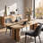 86.6" W Modern Light Oak Dining Table with Double Pedestal