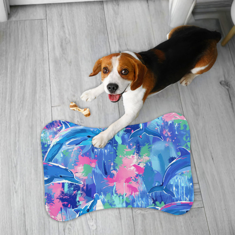 Chic Dolphins - Tapis d'alimentation en os 1 pièce, Moyen (18 po)