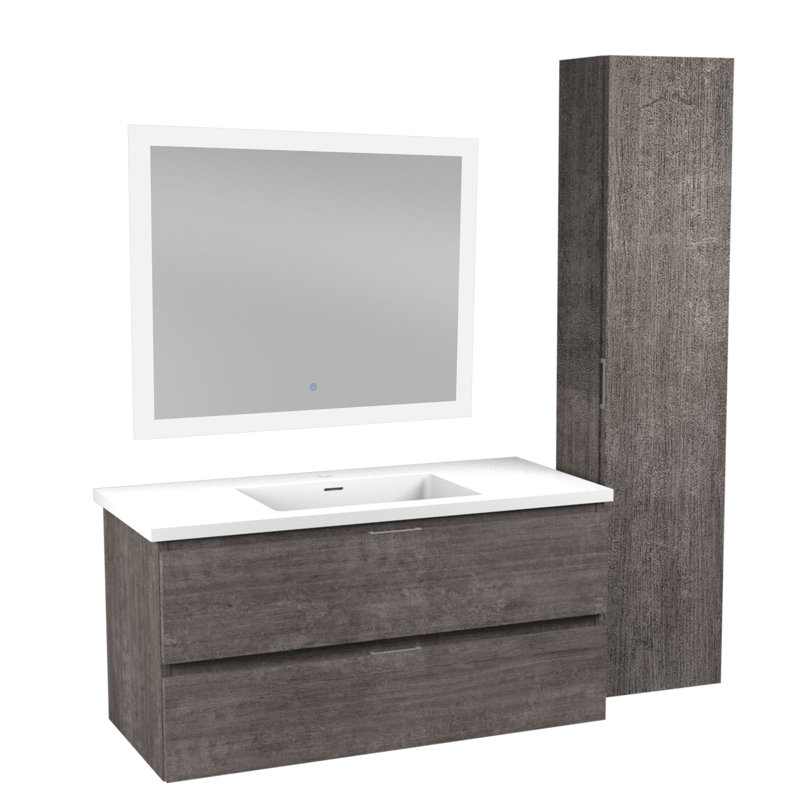 Conques 39'' Single Bathroom Vanity with Marble Top, Gray