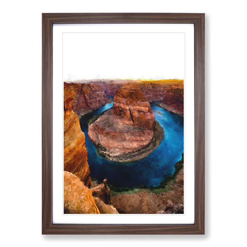 Horseshoe Bend in the Grand Canyon Vol.3 - Picture Frame Painting, 36cm H x 27cm W x 2cm D, Walnut Framed