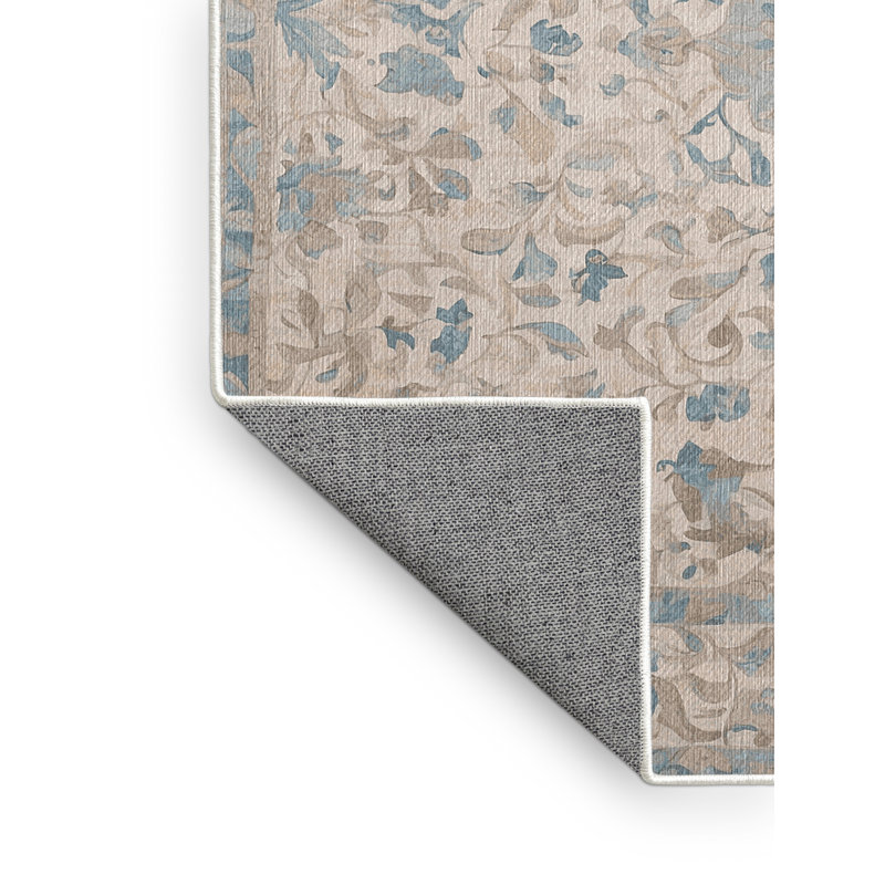 Machine Washable Beige Area Rug, Runner 2' x 4'