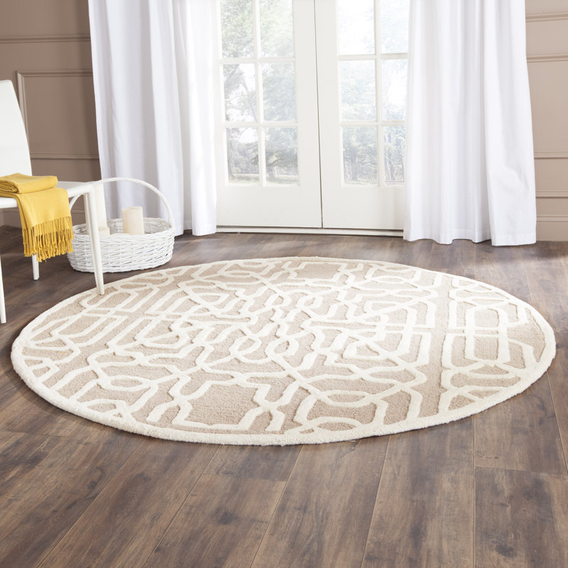 Cannen Hand Tufted Wool Geometric Rug, Round 6'