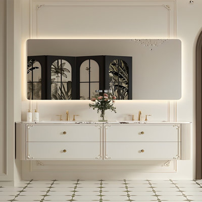 Armoire de salle de bain à double cuve de style rétro