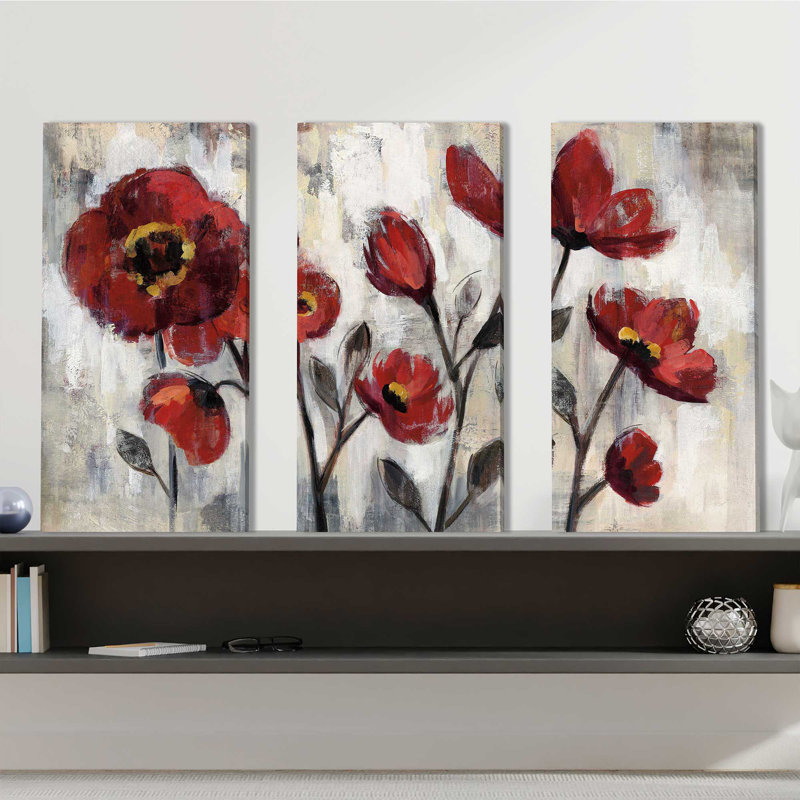 " Floral Simplicity " 3 - Pieces, 24" H x 36" W x 0.75" D
