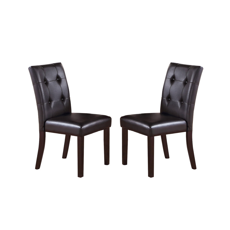 De 2 chaises de salle à manger, brun foncé, dossier avec siège en similicuir, capacité de 250 lb, pour de jolies pièces