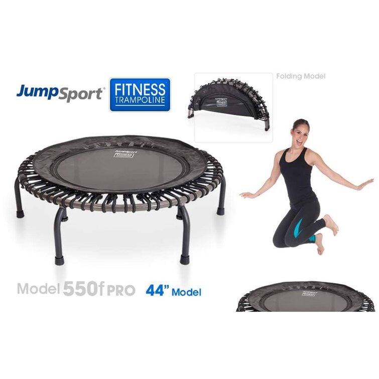 JumpSport 550f PRO Indoor Lightweight 44 Inch Folding Fitness Trampoline,  Black