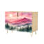 Buffet étroit de 35,4 po de largeur - armoire de rangement d'appoint à 2 portes avec paysage de montagne Misty Pine