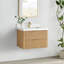Meuble-lavabo flottant simple 30 po Barcelona en gris cendré délavé avec plateau en pierre de quartz blanc Barcelona-121696730-121696731