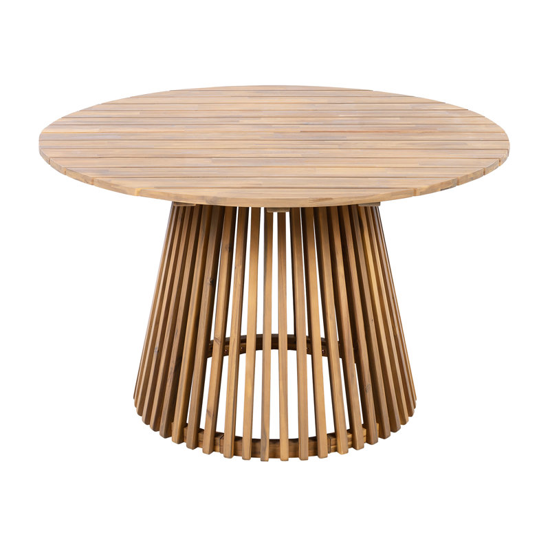 Table de salle à manger ronde en bois 48,49 pouces avec charme rustique d'apparence, construction stable, utilisation polyvalente dans le patio pour la cour et le balcon
