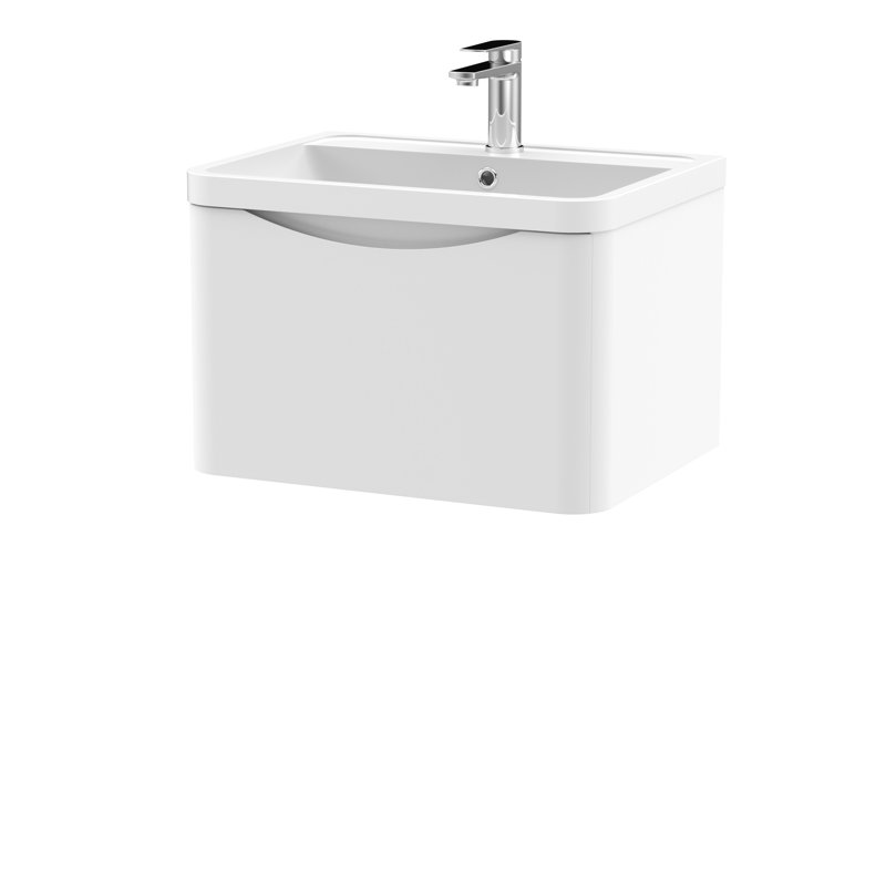 Lunar 600mm Single Bathroom Vanity with Integrated Polymarble Basin, Satin White