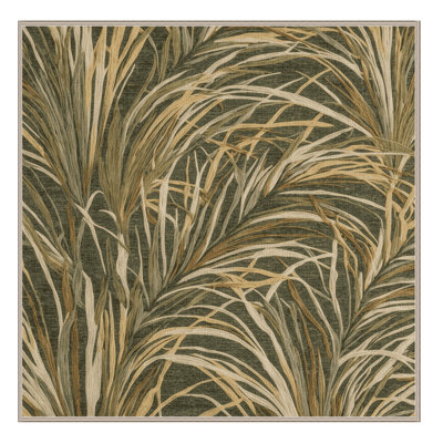 Machine Washable Botanical Brown Area Rug