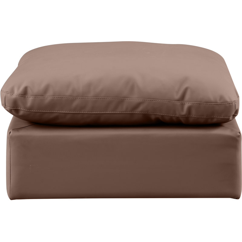Itala Upholstered Ottoman, Brown Vegan Leather