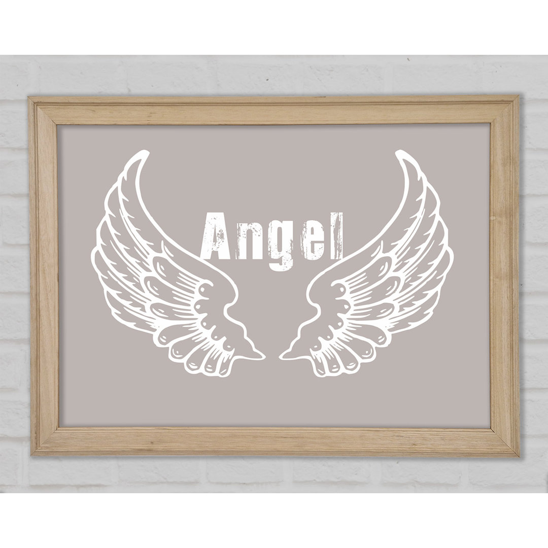 Mädchenzimmer Zitat Angel Wings 2 Beige Gerahmter Druck