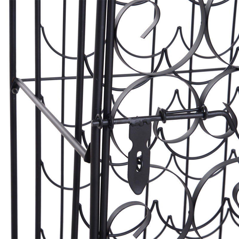 35 Bottle Wrought Iron Wine Rack Cabinet With Lock