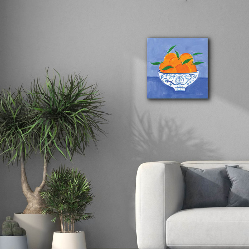 Toile épique «Orange nature morte» par Farida Zaman, 18 po x 18 po, H 18 po x l 18 po