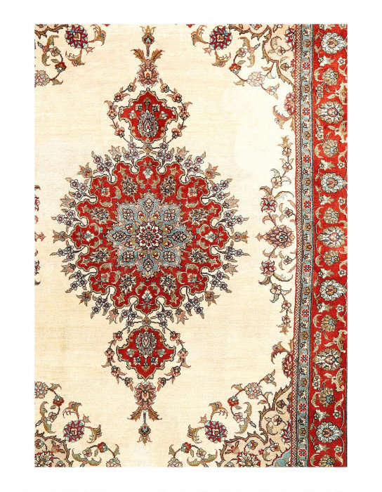 Ivory Sino Tabriz Pure silk 2'7"x4'
